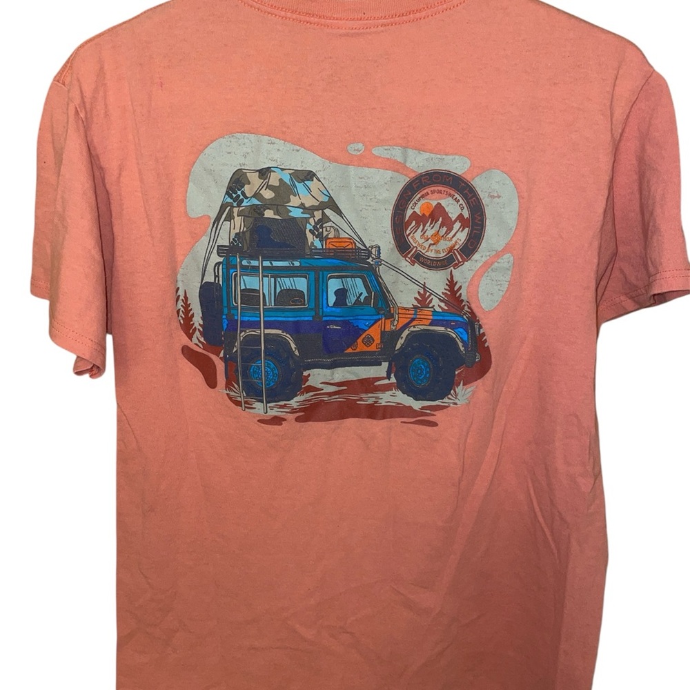 Colombia Orange Graphic T-Shirt with Off-Road Vehicle Design